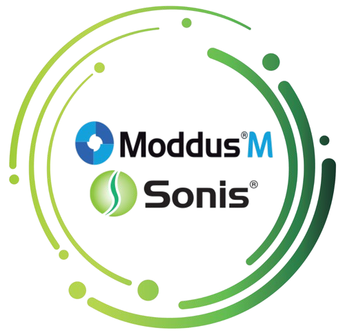 MODDUS M och SONIS logo