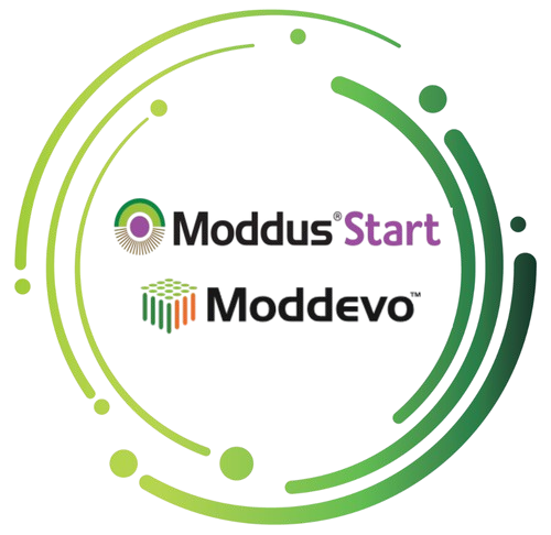 MODDUS Start och MODDEVO logo